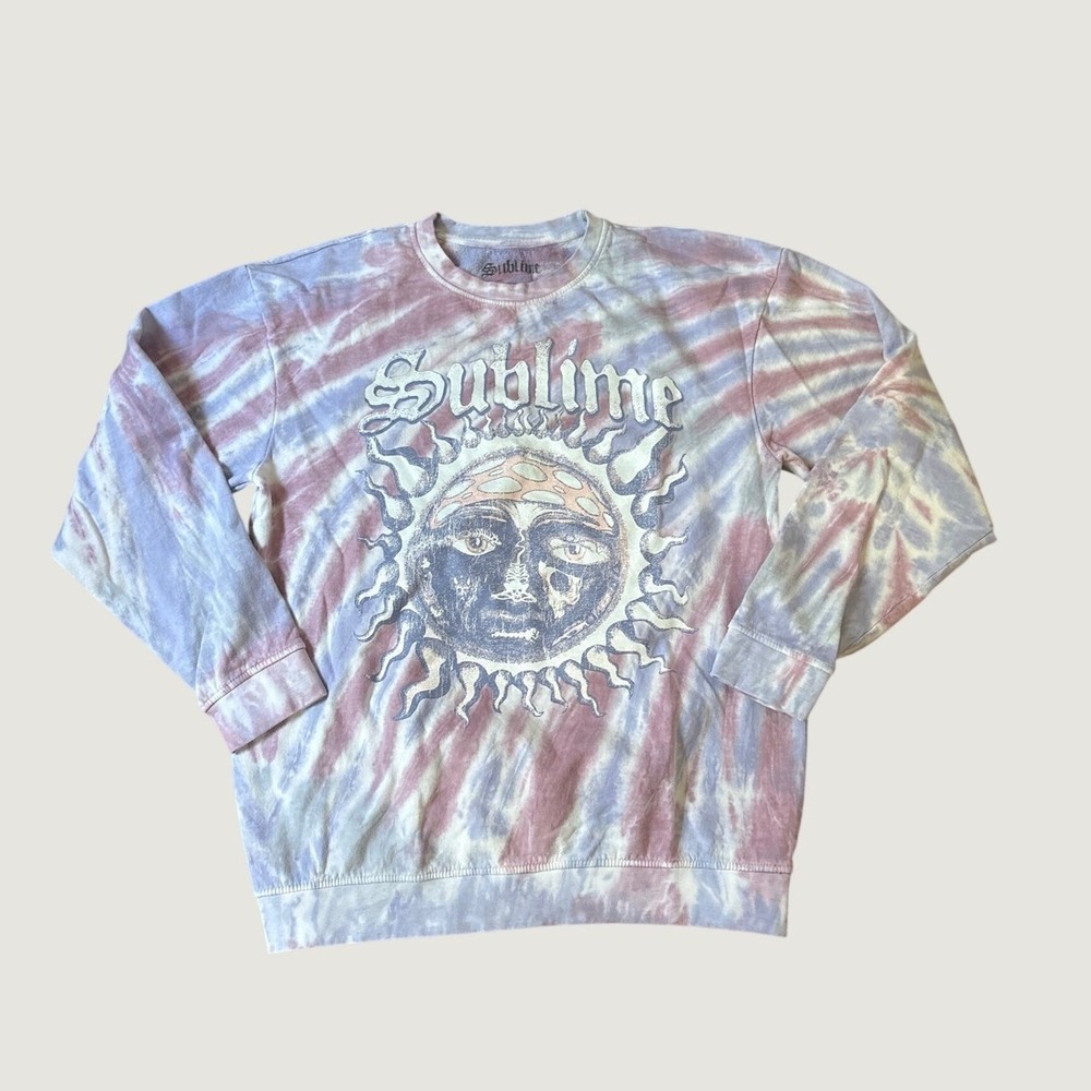 Sublime Sweatshirt Women Purple Pink Tie Dye Sun Graphic Vintage Style SIZE M